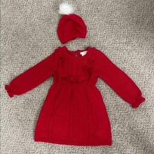 Cynthia Rowley Red Ruffle Bishop Sleeve Sweater Dress